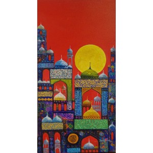 Javed Qamar, 12 x 24 inch, Acrylic on Canvas, Calligraphy Painting, AC-JQ-255